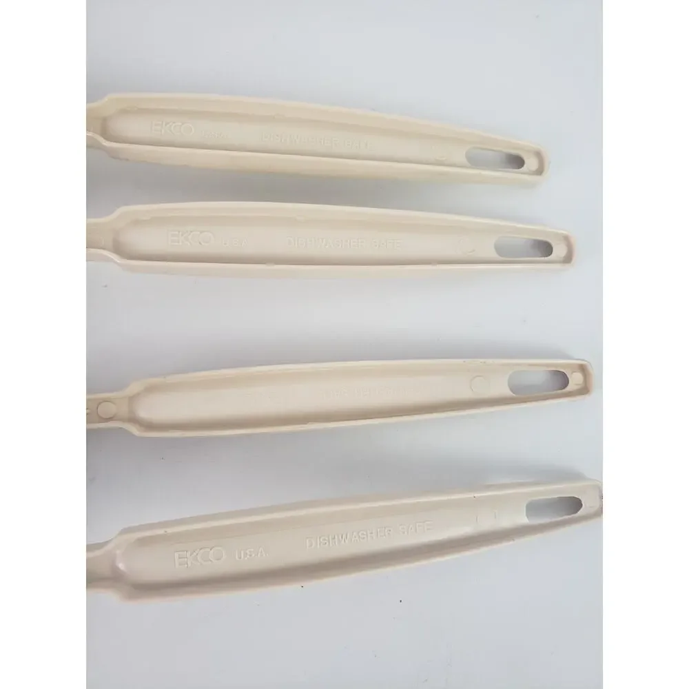 Vintage Ekco Dark Almond Cream Plastic Cooking Serving Spoons Set of 4 USA